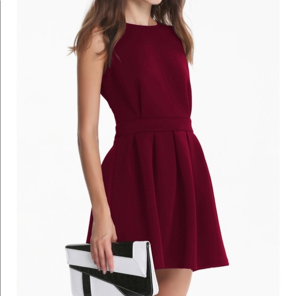 Maroon open back skater dress new - Picture 3 of 8